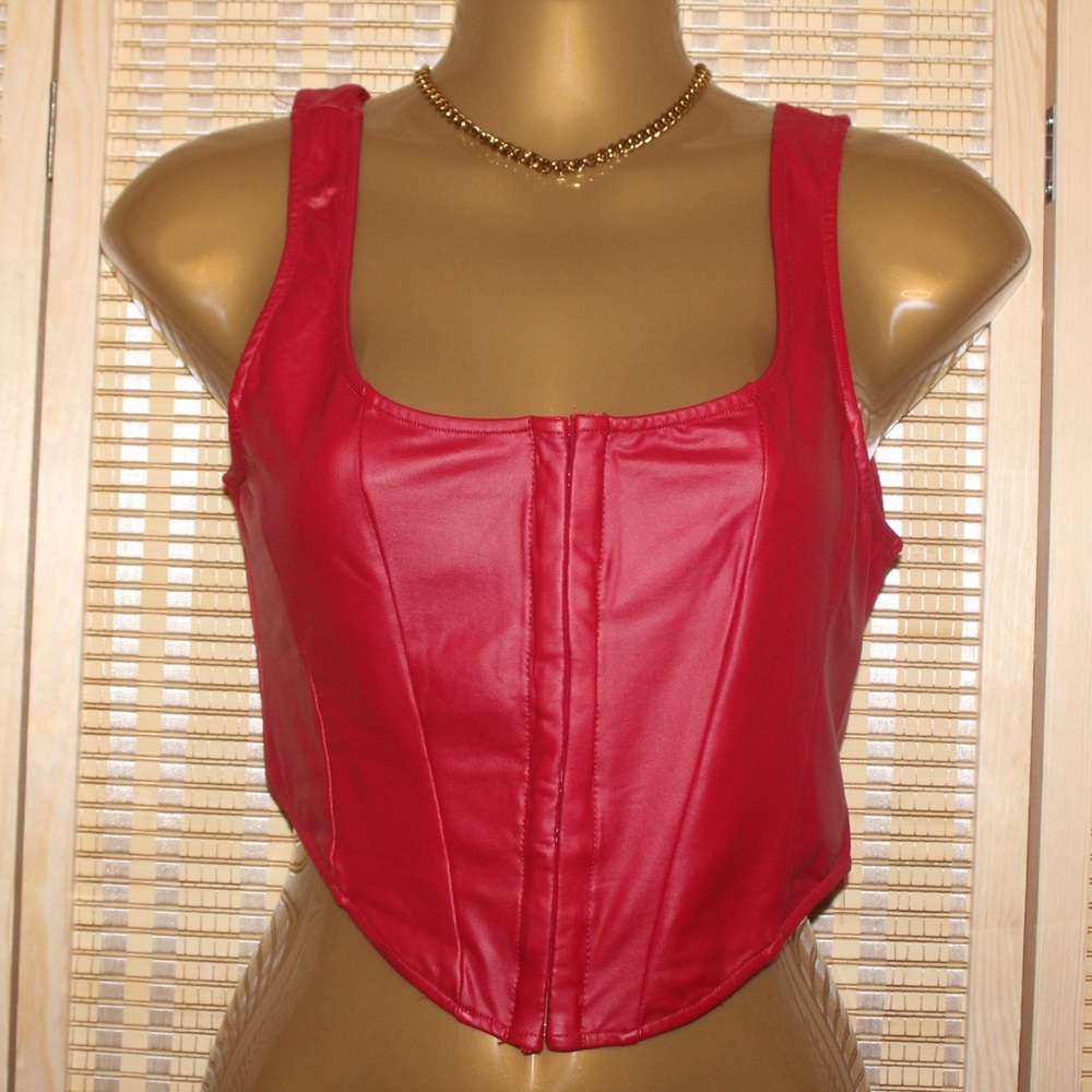 Red fox leather corset